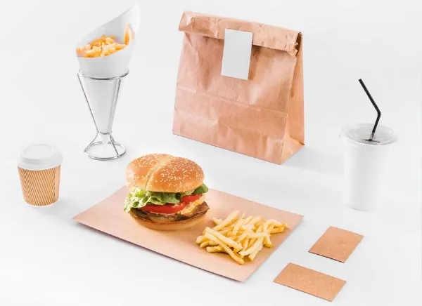 Various types of paper bags