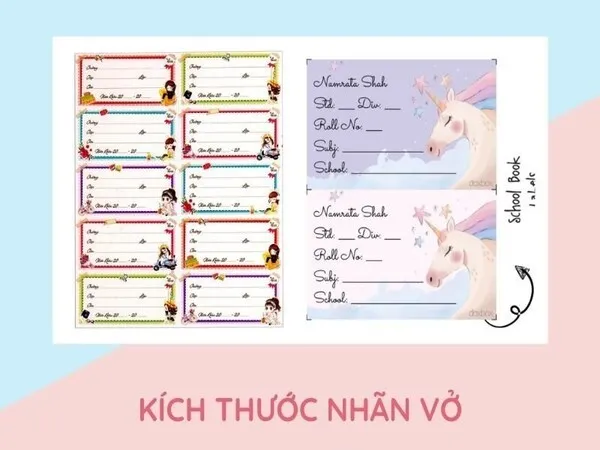 Kích thước nhãn vở tiêu chuẩn và cách lựa chọn phù hợp