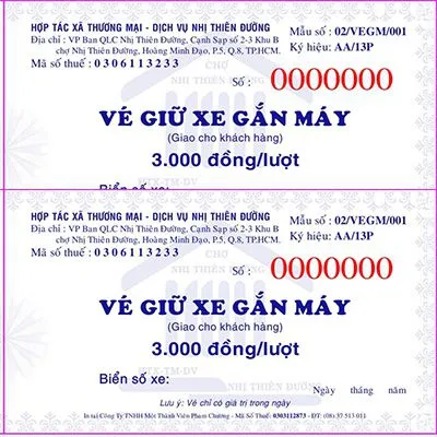 Mẫu in vé xe gấp đẹp